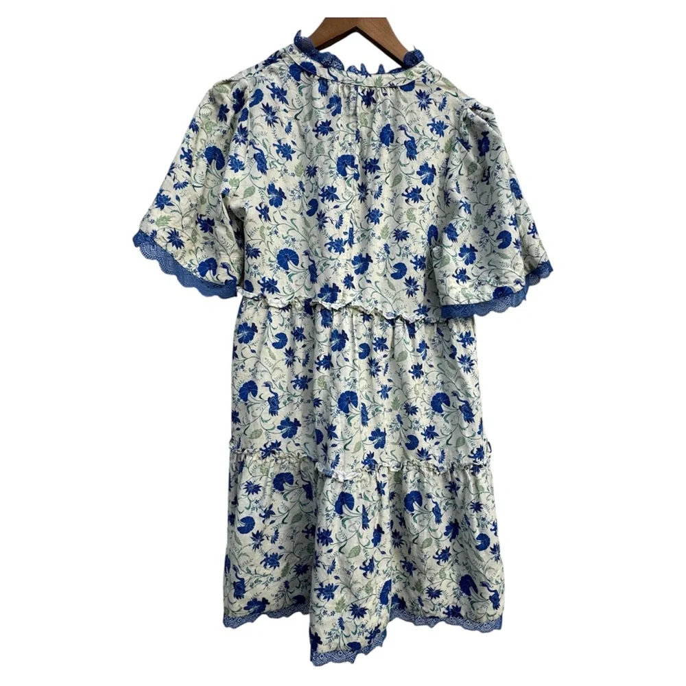 Tuckernuck Bluebird Crawford Dress Linen Blend Floral Small Boho - Picture 3 of 11